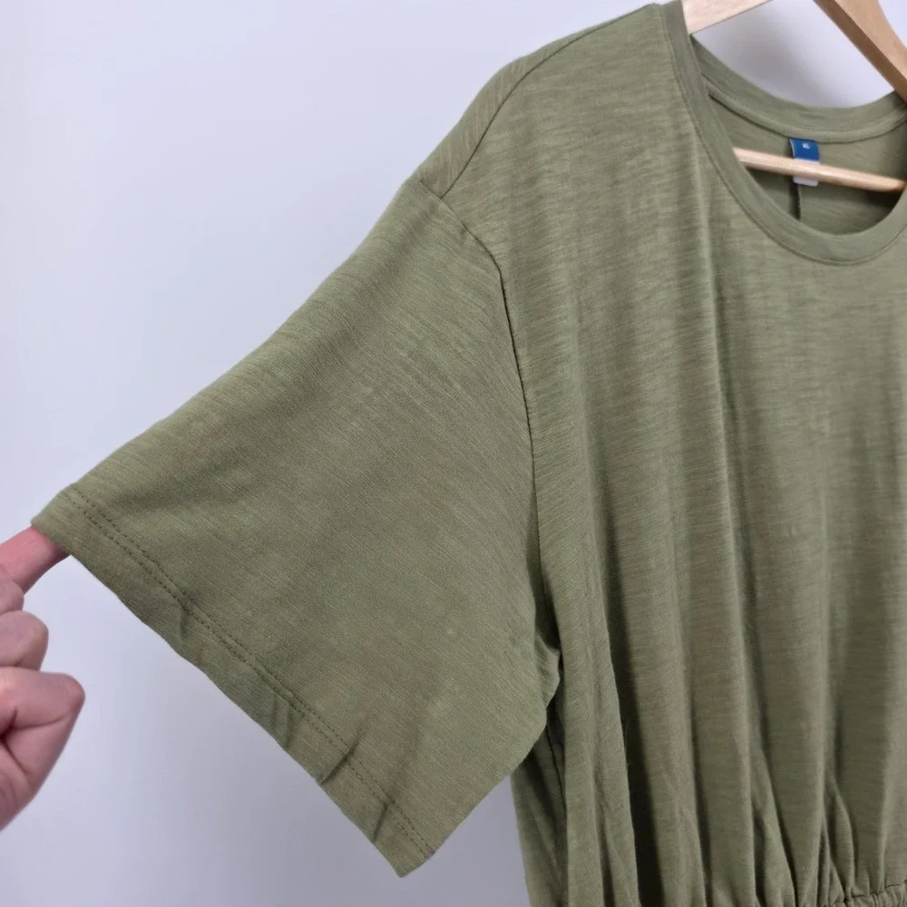 NEW Old Navy Womens Elastic Waist Saguaro Green Cotton T-Shirt Dress Size XL - Picture 4 of 13